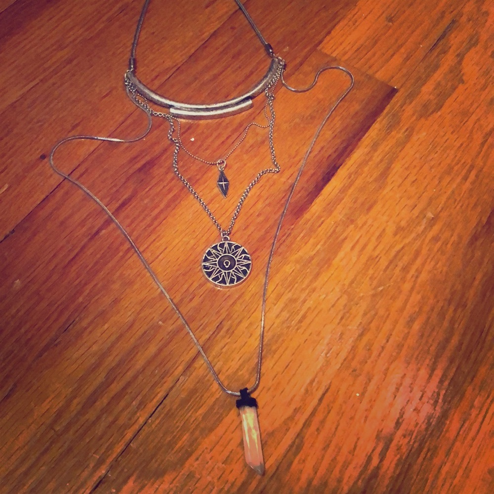 Layered silver tone Free People necklace